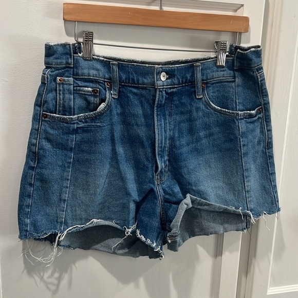 Abercrombie & Fitch Blue Jean Shorts Distressed Cut-Off Style - Picture 2 of 10